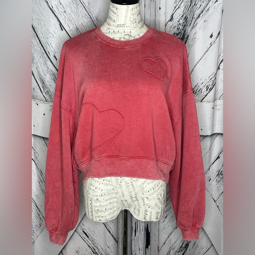 Vinyl Icons Cropped Sweatshirt w/Hearts M